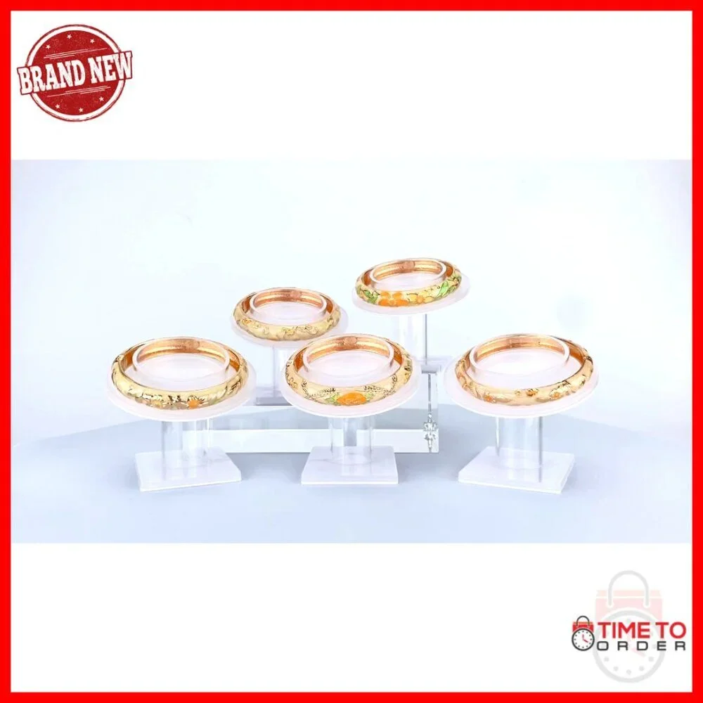 5-Piece Enamel Bangle Bracelet Set, Rose Flower Engraved, Alloy Material
